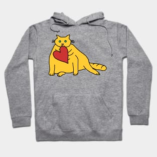 Chonk Cat with Love Heart on Valentines Day Hoodie